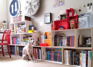 Modular Shelving Plywood Edge Staggered Box Bookcase