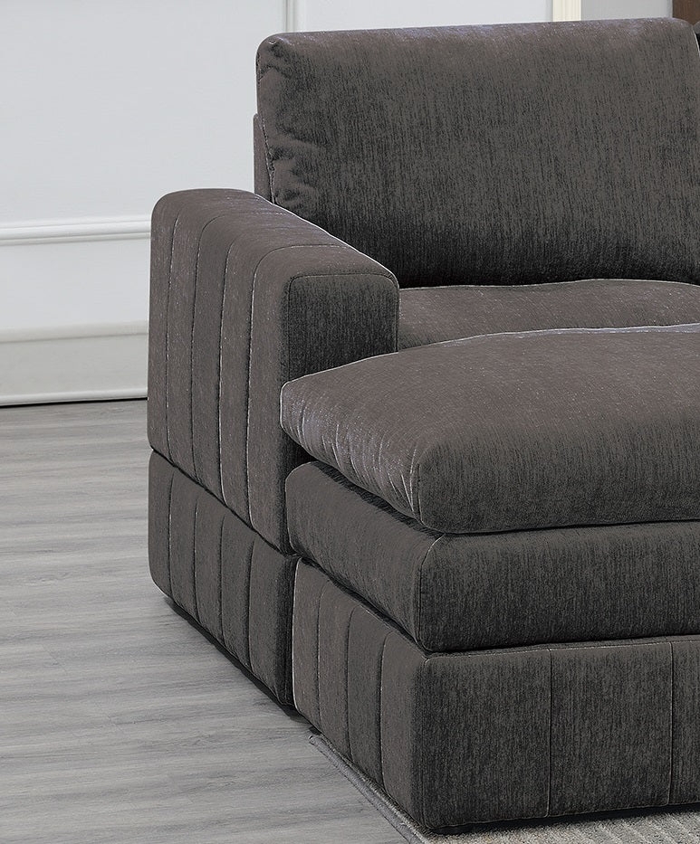 Modular Sofa Charcoal Vertical Channeling Unit Piece