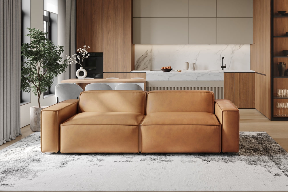 Modular Sofa with Wide Arms and Blocky Silhouette
