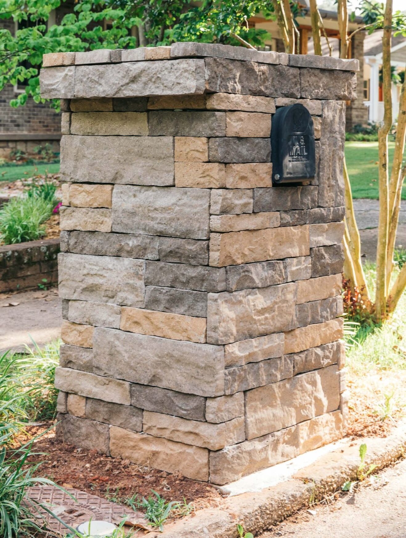 Monument Mailbox Stone Veneer Earth Tone Monument Mailbox Design