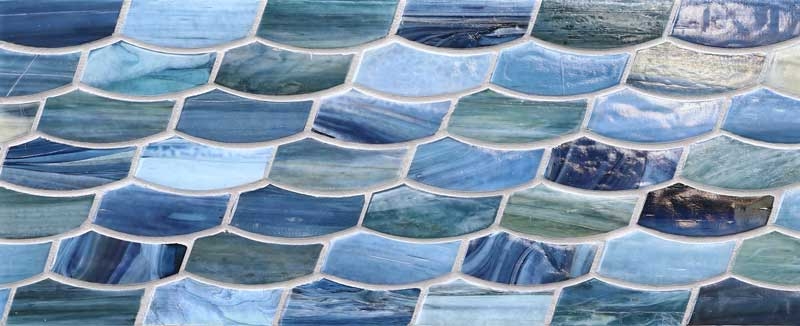 Mosaic Tile Swirled Texture Blue Fish Scale Tile