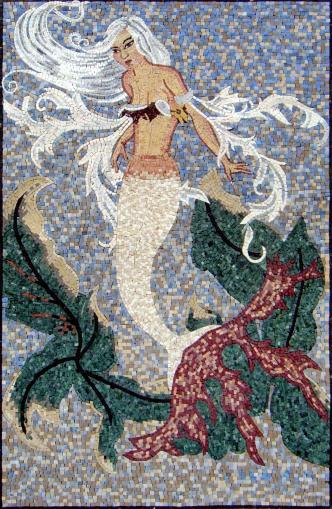 Mosaic Wall Art White Hair White Haired Mermaid Art