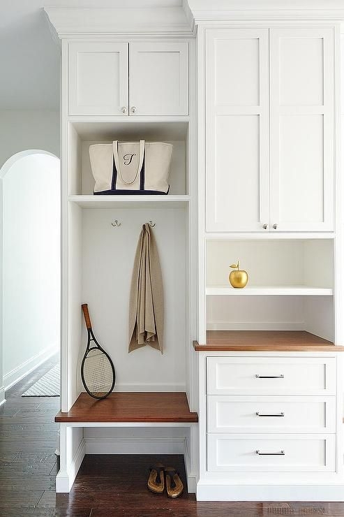 Mudroom Bench: Custom Entryway Storage Unit with Walnut Bench Top