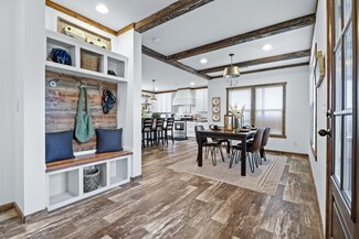 Mudroom Built In with Distressed Wood and Farmhouse Style