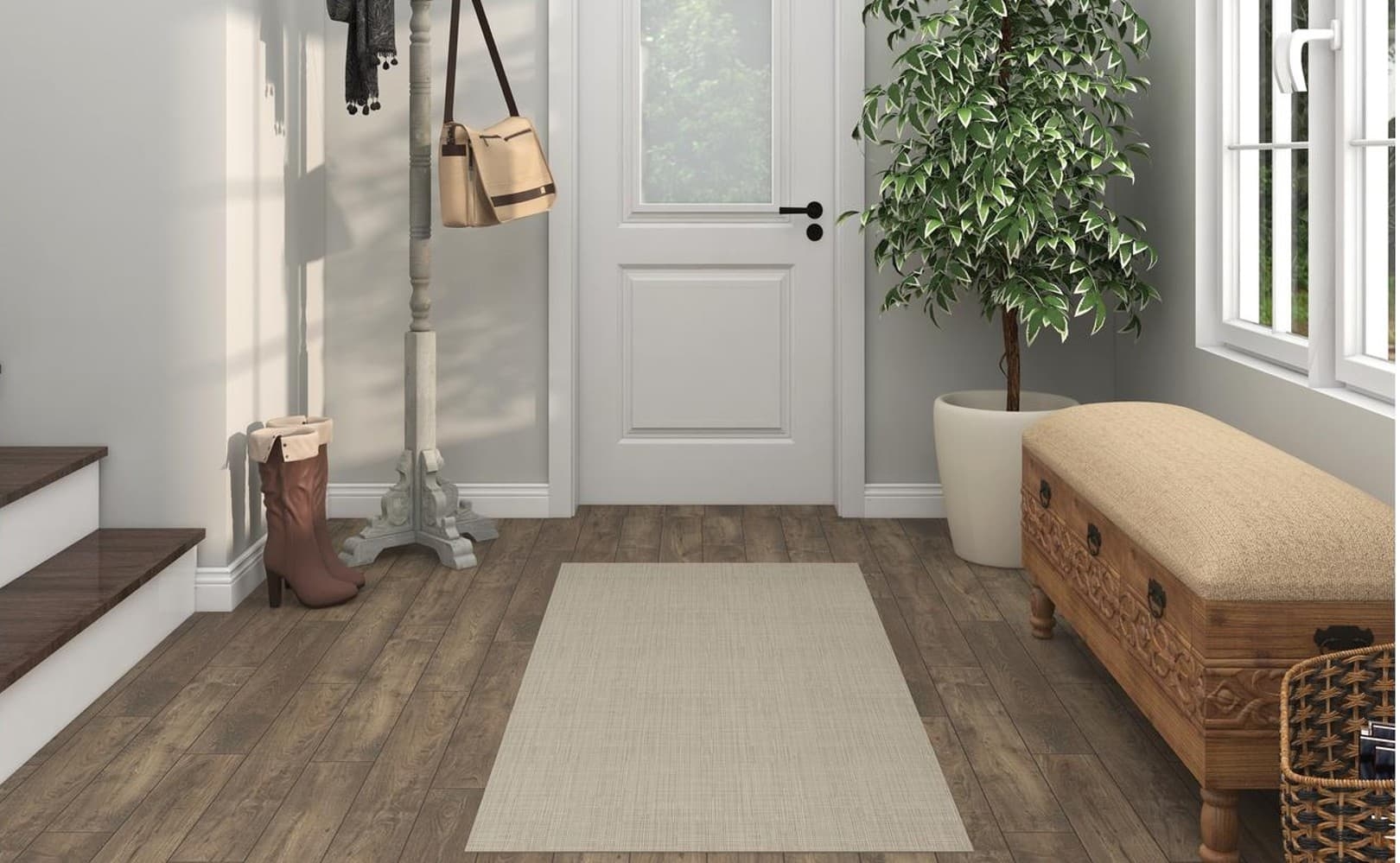 Mudroom Rug: Low Pile Durability, Neutral Entryway Runner Idea