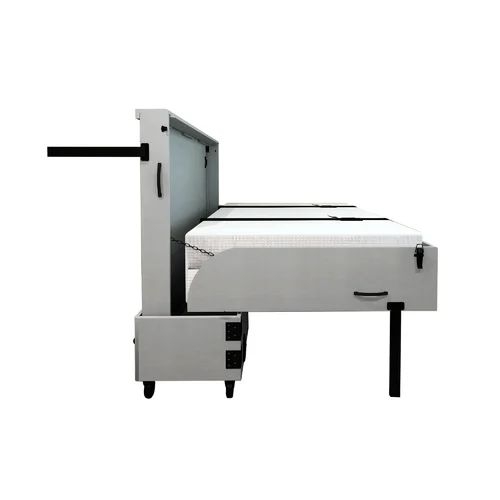 Murphy Bed: Gray Cabinet to Bed Conversion with Locking Straps