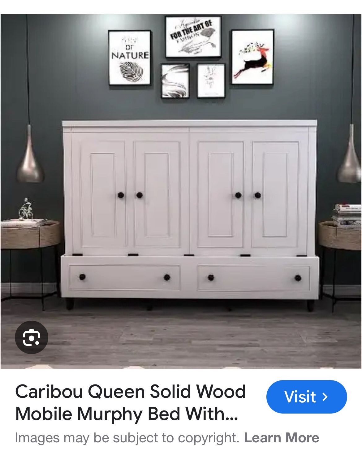 Murphy Bed: Off White Mobile Base with Faux Cabinetry Design