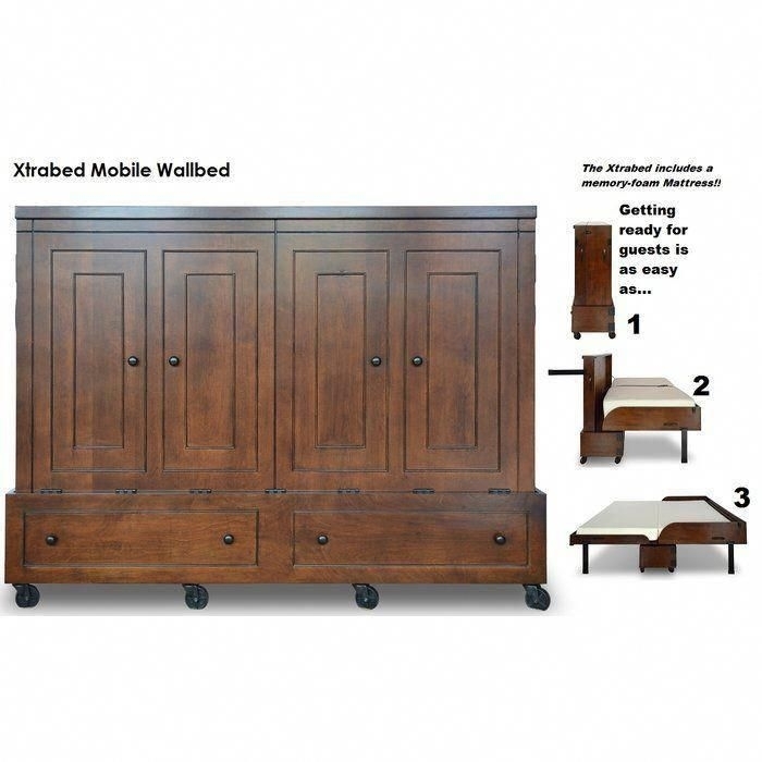 Murphy Bed: Walnut Mobile Design with Memory Foam Mattress