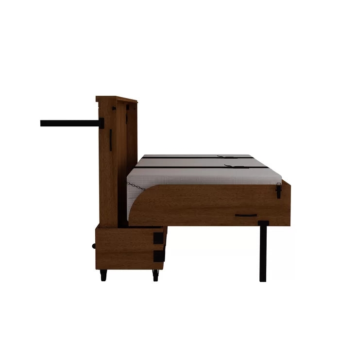 Murphy Bed: Walnut Wood Tone Folding Mechanism for Guest Rooms