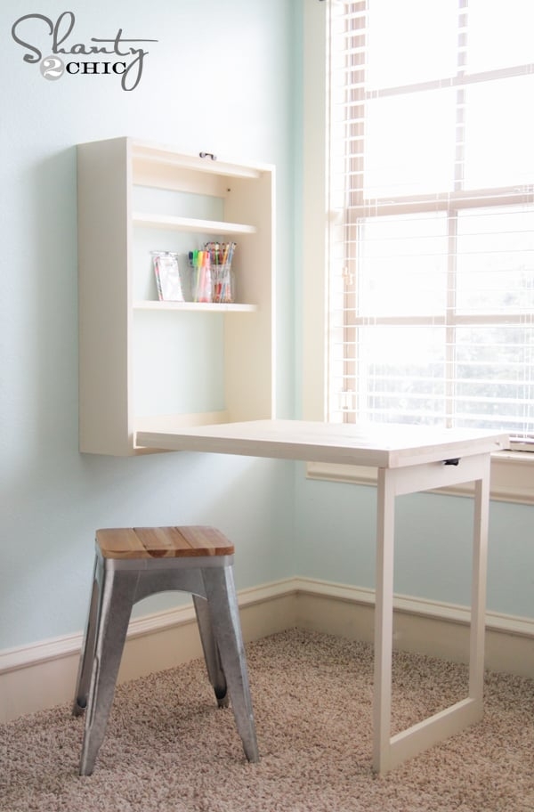 Murphy Desk with Folding Work Surface and Creamy White Finish