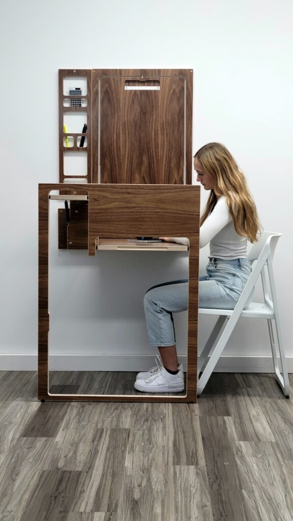 Murphy Desk with Integrated Organizer and Walnut Home Office Station