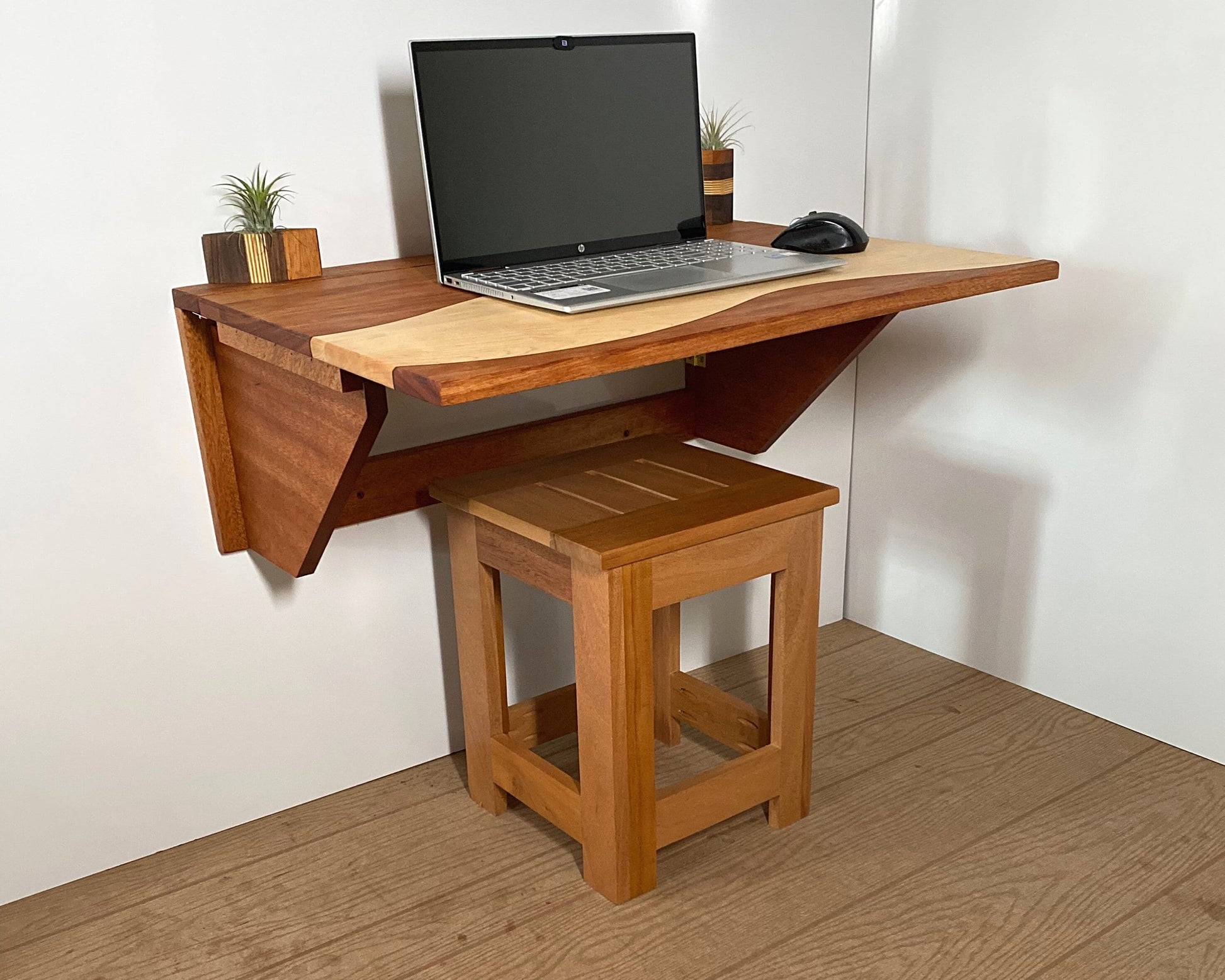 Murphy Desk with Wave Pattern Inlay and Two-Tone Wood Finish