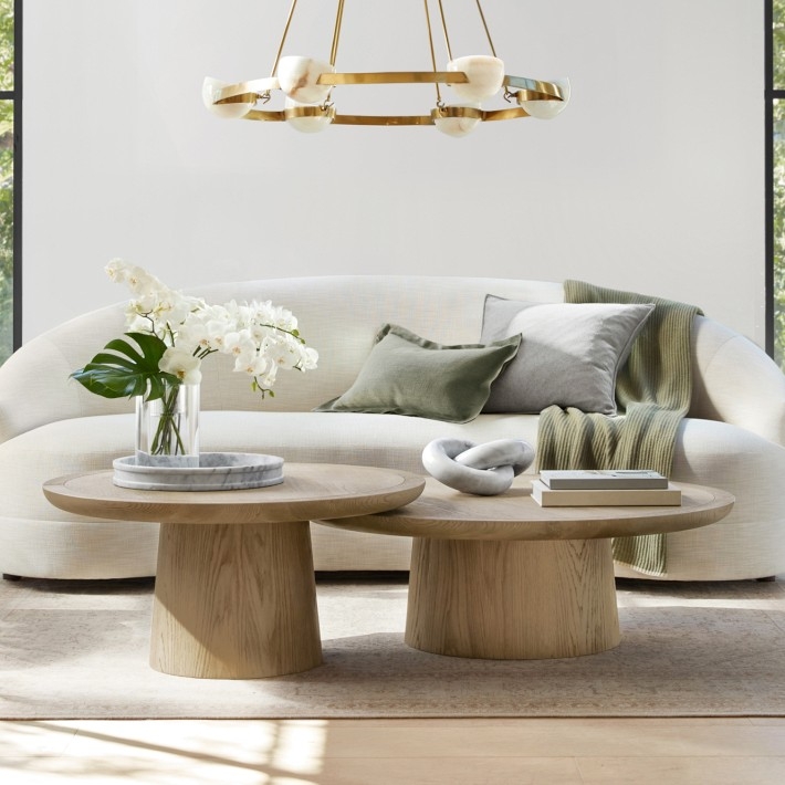 Nesting Coffee Table: Tapered Pedestal Base Wood Set