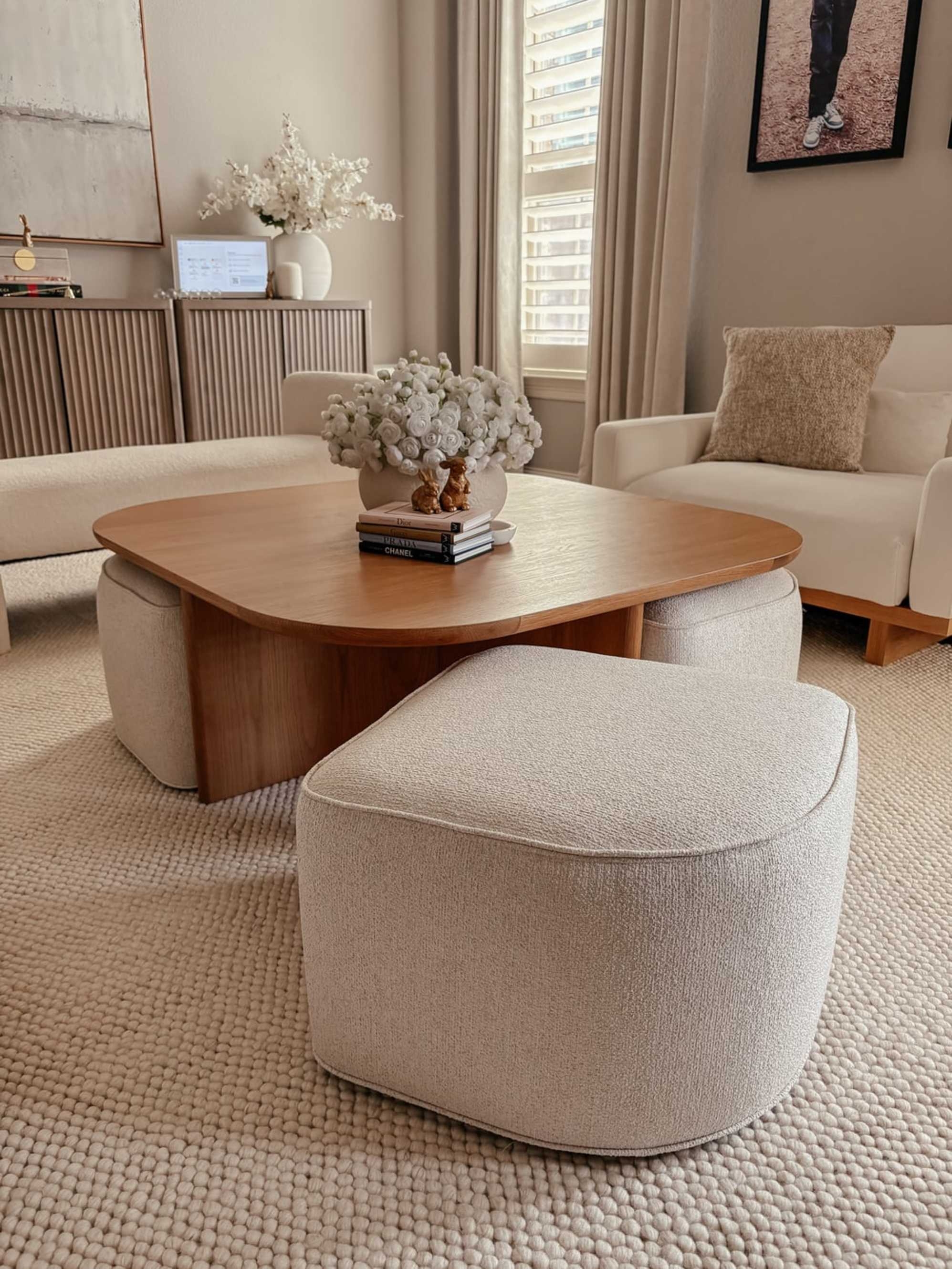 Nesting Coffee Table with Ottomans and Modern Living Room Decor
