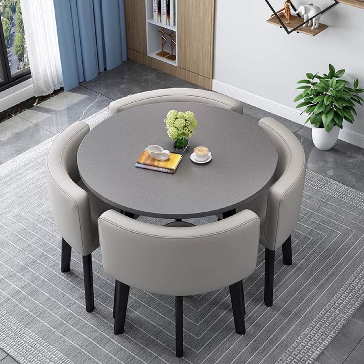 Nesting Dining Set: Slate Gray Table for Small Apartments
