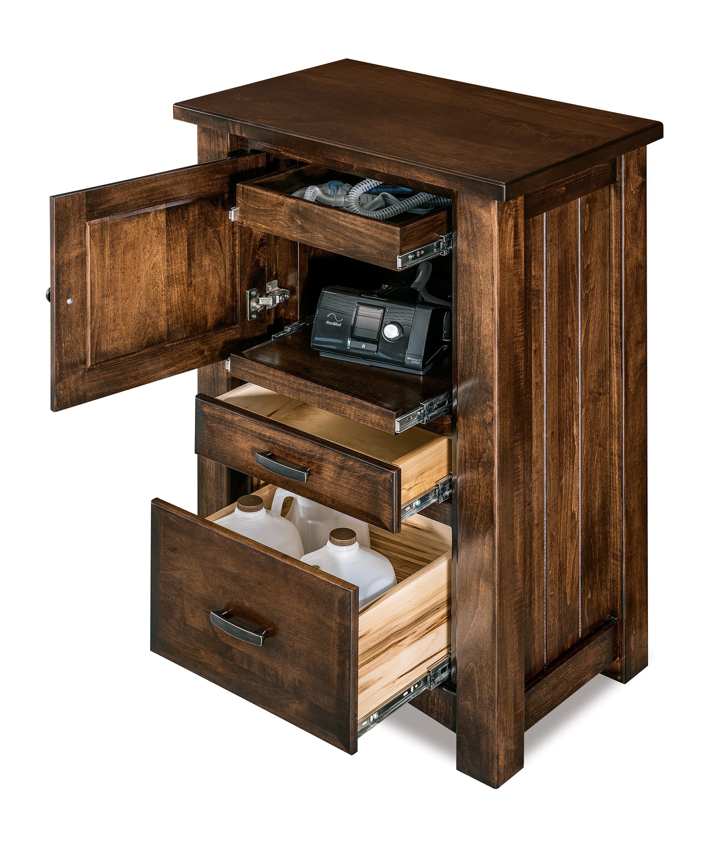 Nightstand: Amish Wood Medical Storage with Deep Drawer