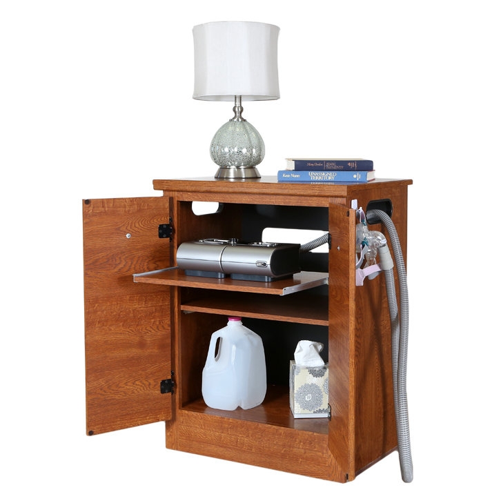 Nightstand Cabinet: Sliding Shelf with Side Hose Cutout
