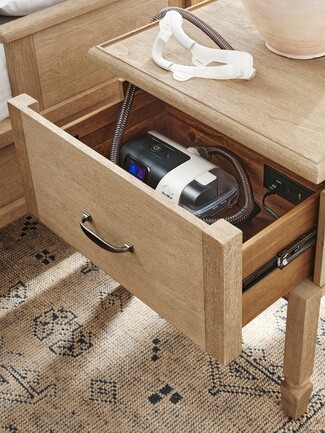 Nightstand Integrated Power Outlet Accessible Bedside Table