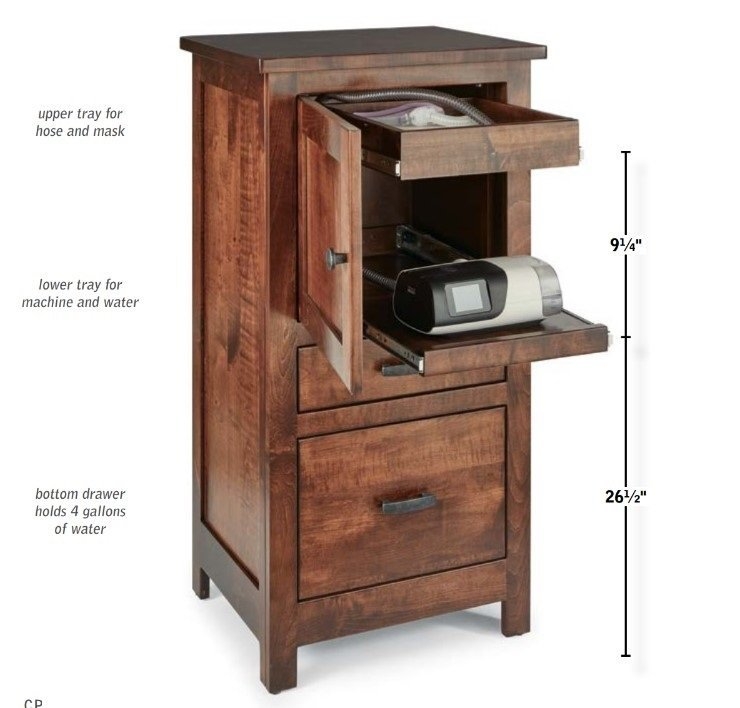Nightstand: Mission Style CPAP Storage with Deep Bottom Drawer