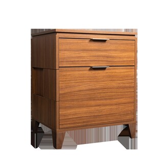 Nightstand Tapered Legs Varying Depth Drawers Brushed Silver