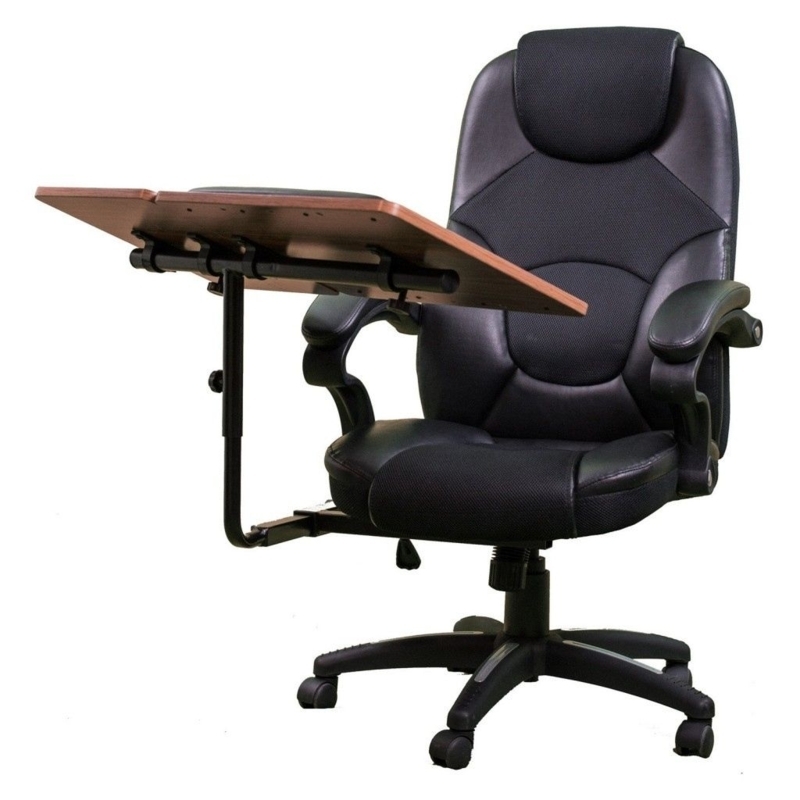 Office Chair with Adjustable Swing Arm Laptop Tray