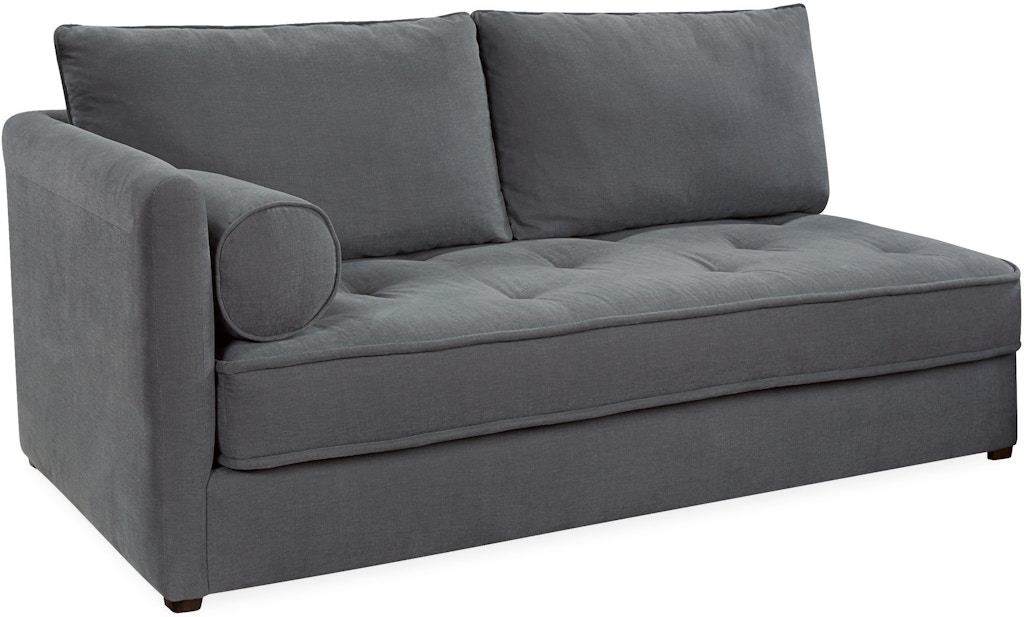 One Arm Sofa Tufted Seat Charcoal Gray Lounge Section