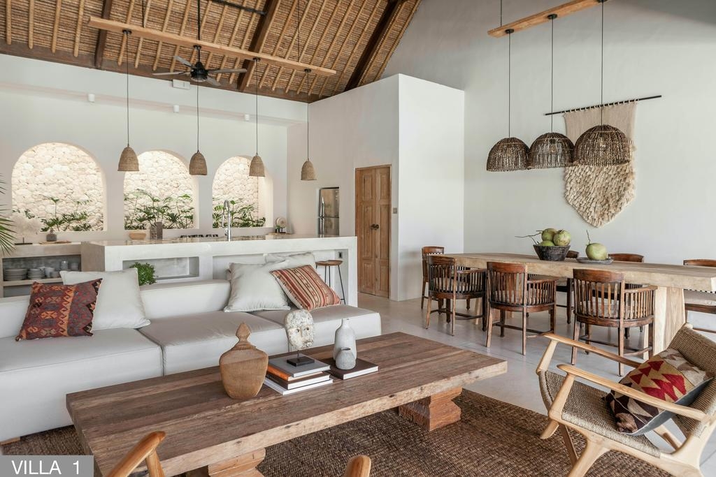 Open Plan Living Set with Thatched Roof Architecture