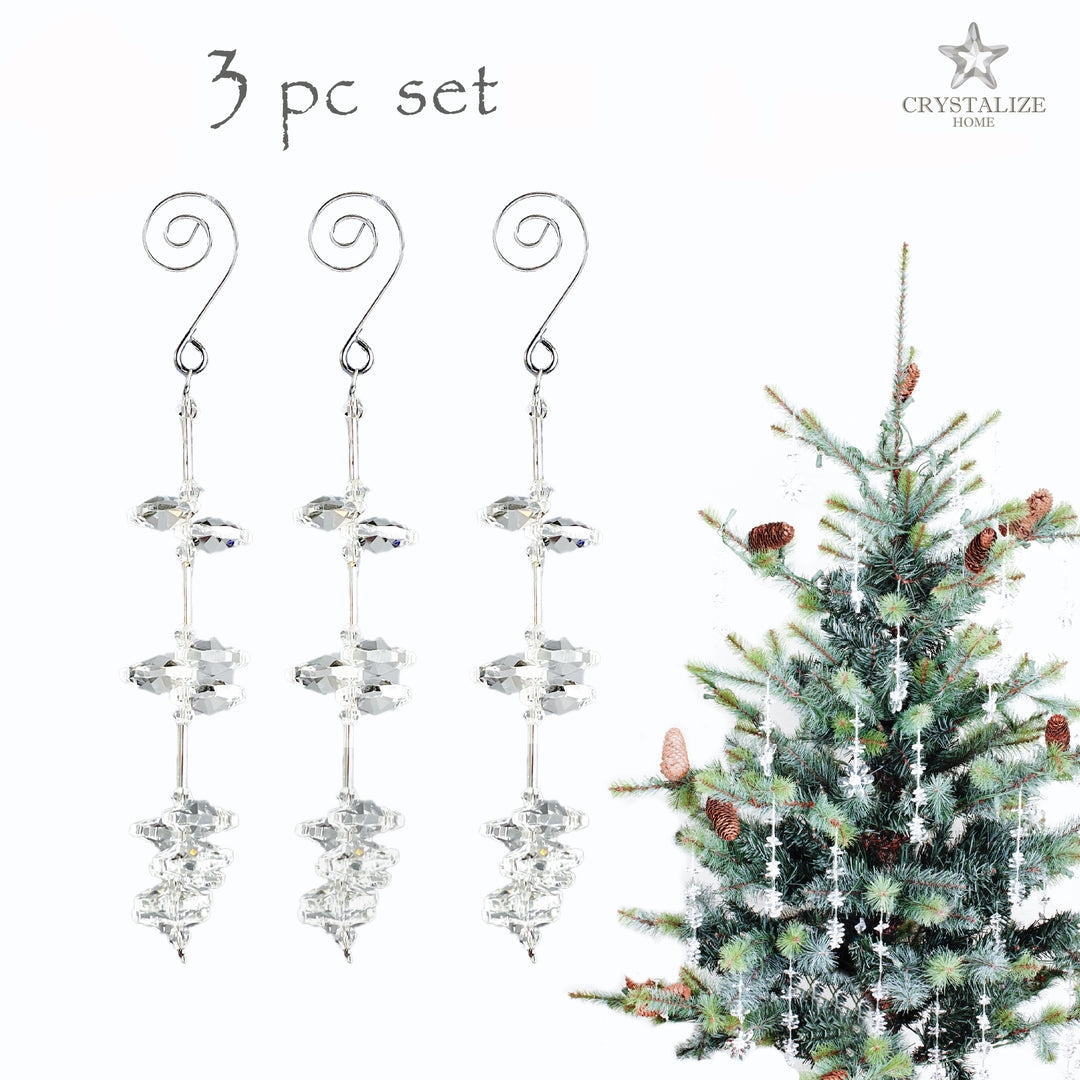 Ornament Set Spiral Hook Faceted Crystal Icicle Set