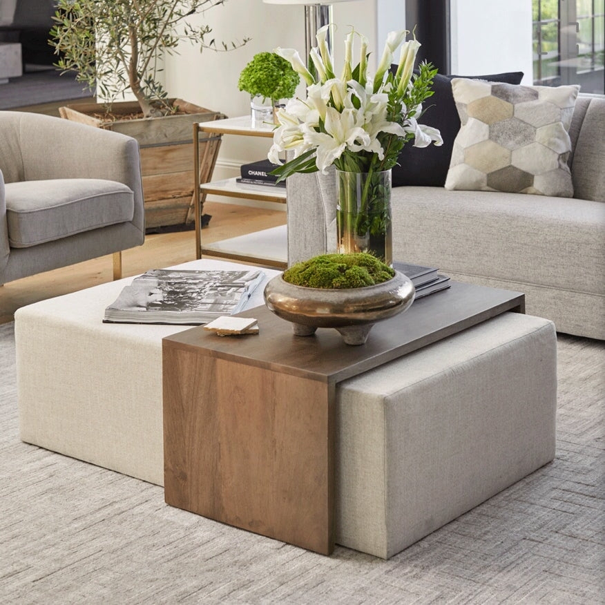 Ottoman Coffee Table: Modular Wood Wrap Around Table