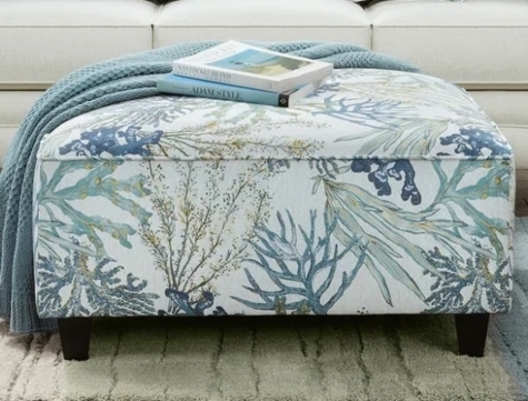 Ottoman Seaweed Pattern Coral Motif Tapered Dark Legs
