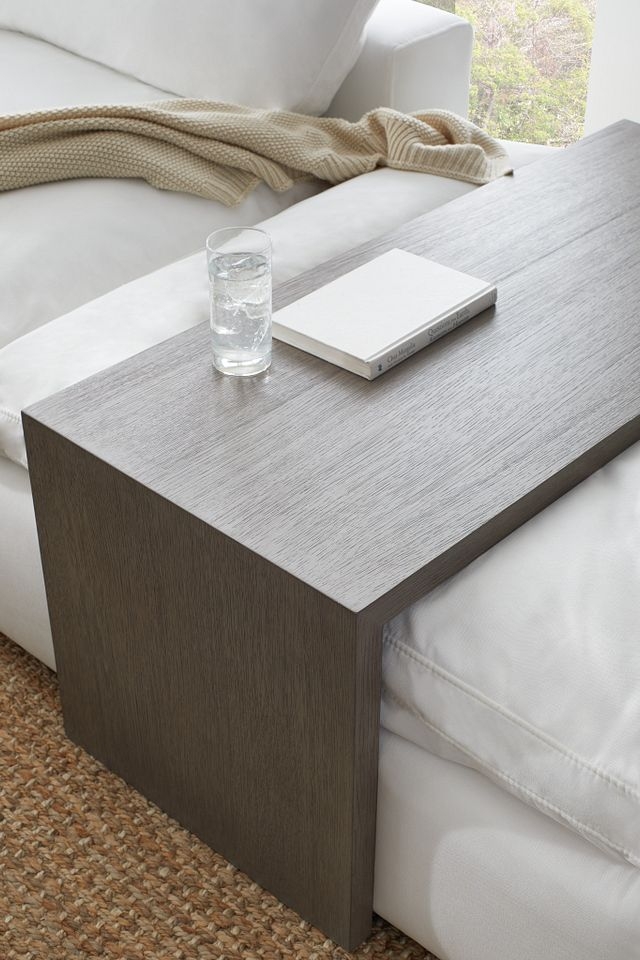 Ottoman Table: Weathered Gray Waterfall Edge Table