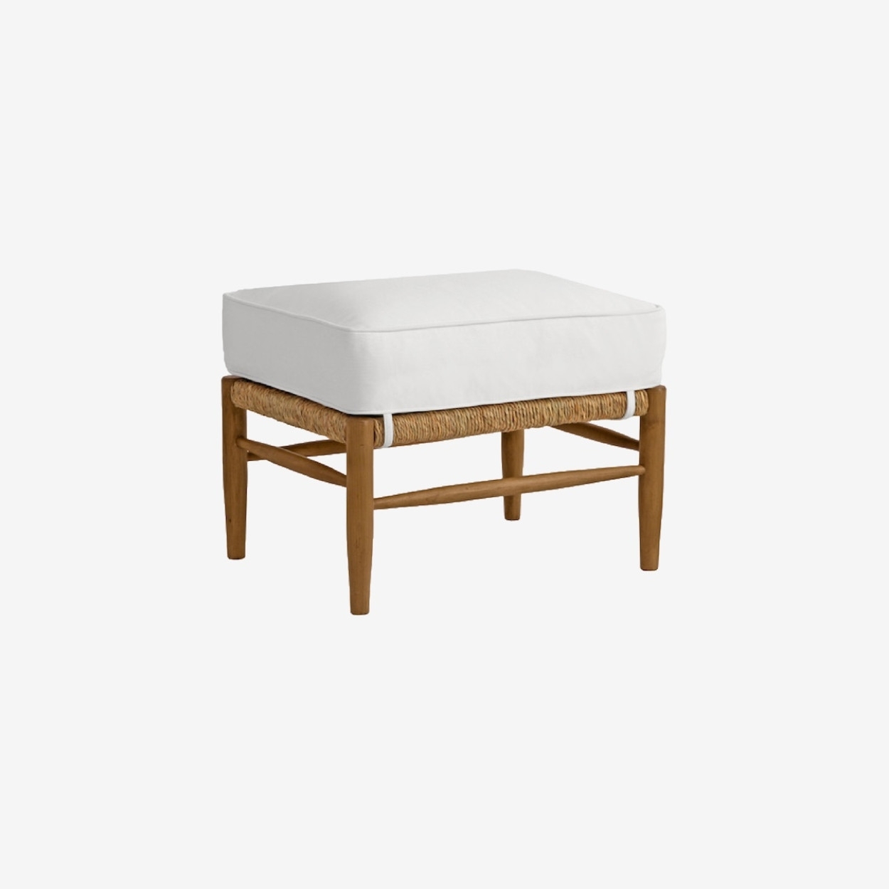 Ottoman Woven Rope Frame with Cushion Straps Tapered Legs
