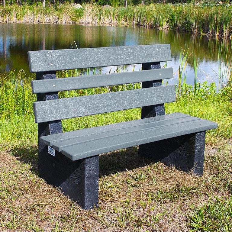 Outdoor Bench with Recycled Plastic Look Slate Gray Seat