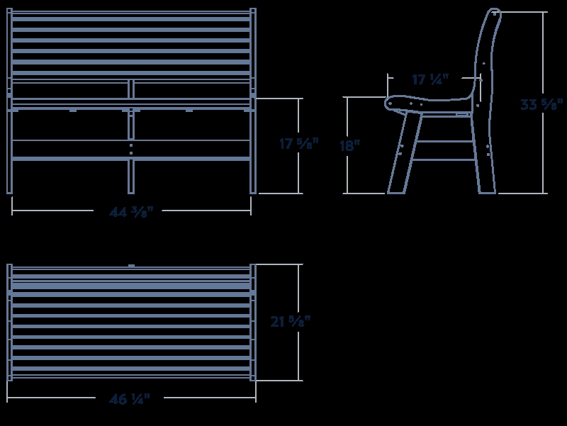Outdoor Bench with Slatted Design: 48 Inch Patio Bench Dimensions