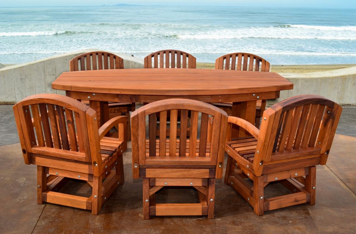 Outdoor Dining Set with Oval Tabletop and 6 Seater Coastal Furniture