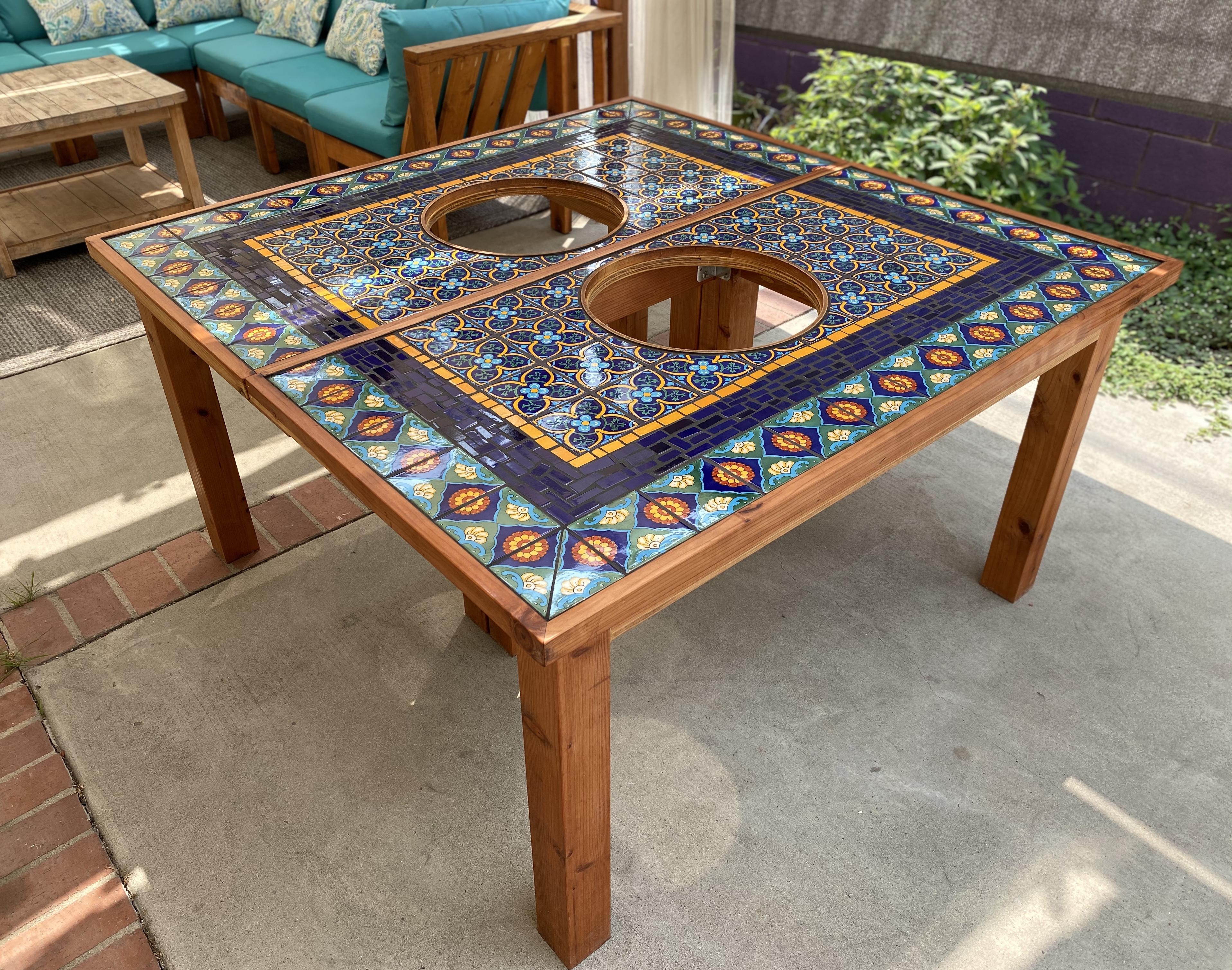 Outdoor Dining Table: Korean BBQ Outdoor Table Talavera Tile