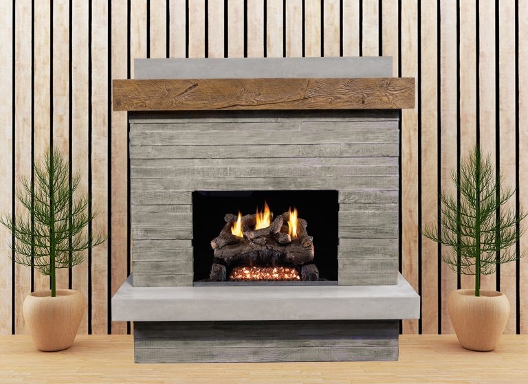 Outdoor Fireplace: Modern Rustic Design Horizontal Grooved Face