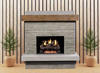 Outdoor Fireplace: Modern Rustic Design Horizontal Grooved Face