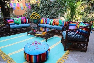 Outdoor Furniture Set: Turquoise Wicker Furniture Serape Style