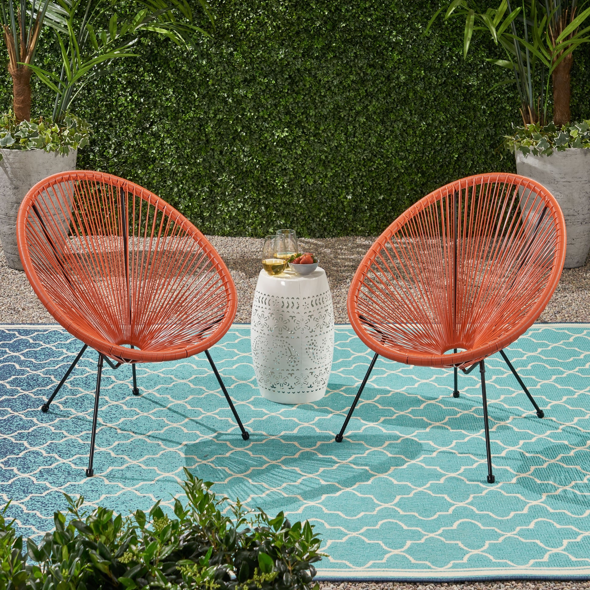 Outdoor Lounge Chair: Orange Acapulco Style Teardrop Chairs