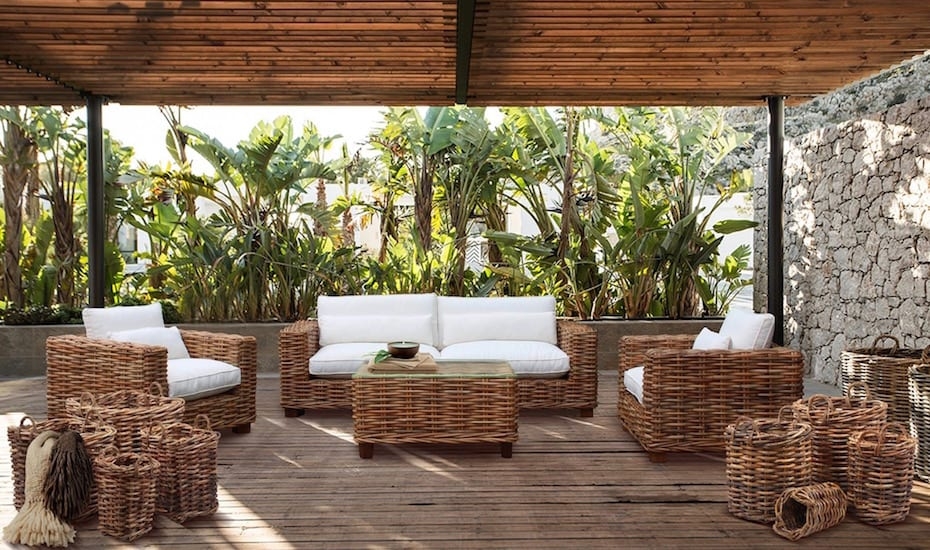 Outdoor Lounge Set Honey Toned Pergola Patio Styling