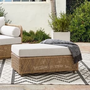Outdoor Ottoman Diamond Weave Base Thick Box Cushion