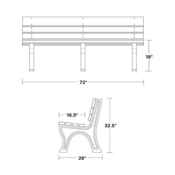 Outdoor Park Bench 72 Inch Width: ADA Compliant Outdoor Seating