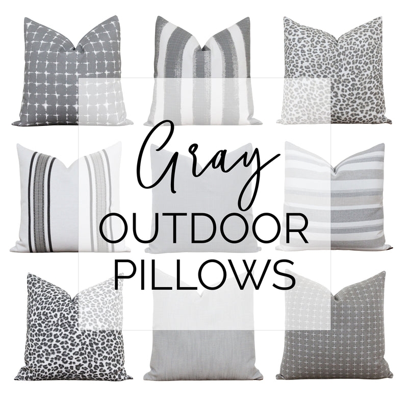 Outdoor Pillow Cover Mixed Pattern Curation Tonal Gray