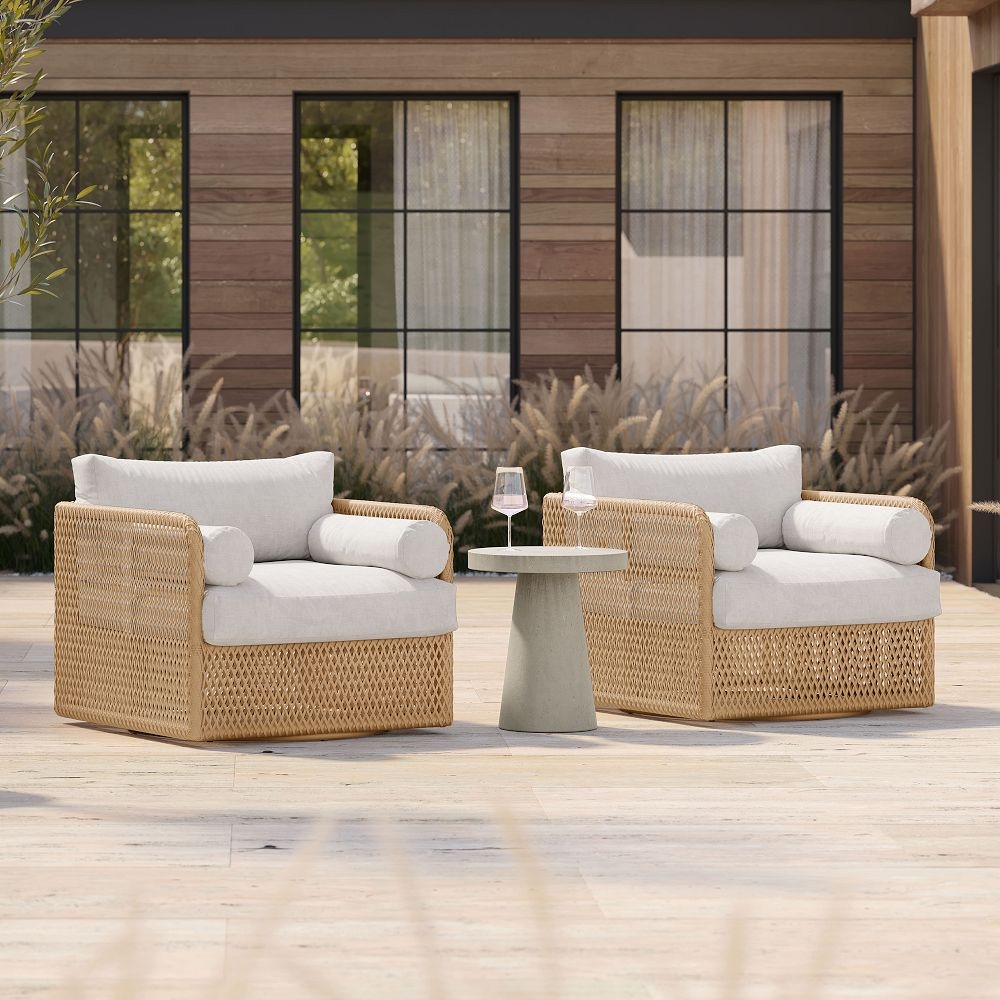 Outdoor Swivel Chair with Integrated Bolsters and Lounge Set