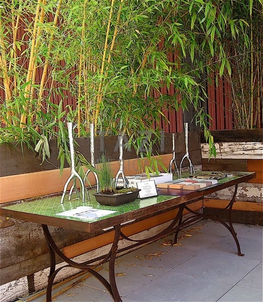 Outdoor Table Lime Green Tile Ornate Metal Base Garden