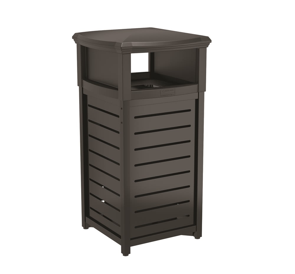 Outdoor Trash Can with 2-Way Lid Bronze Square Garbage Can