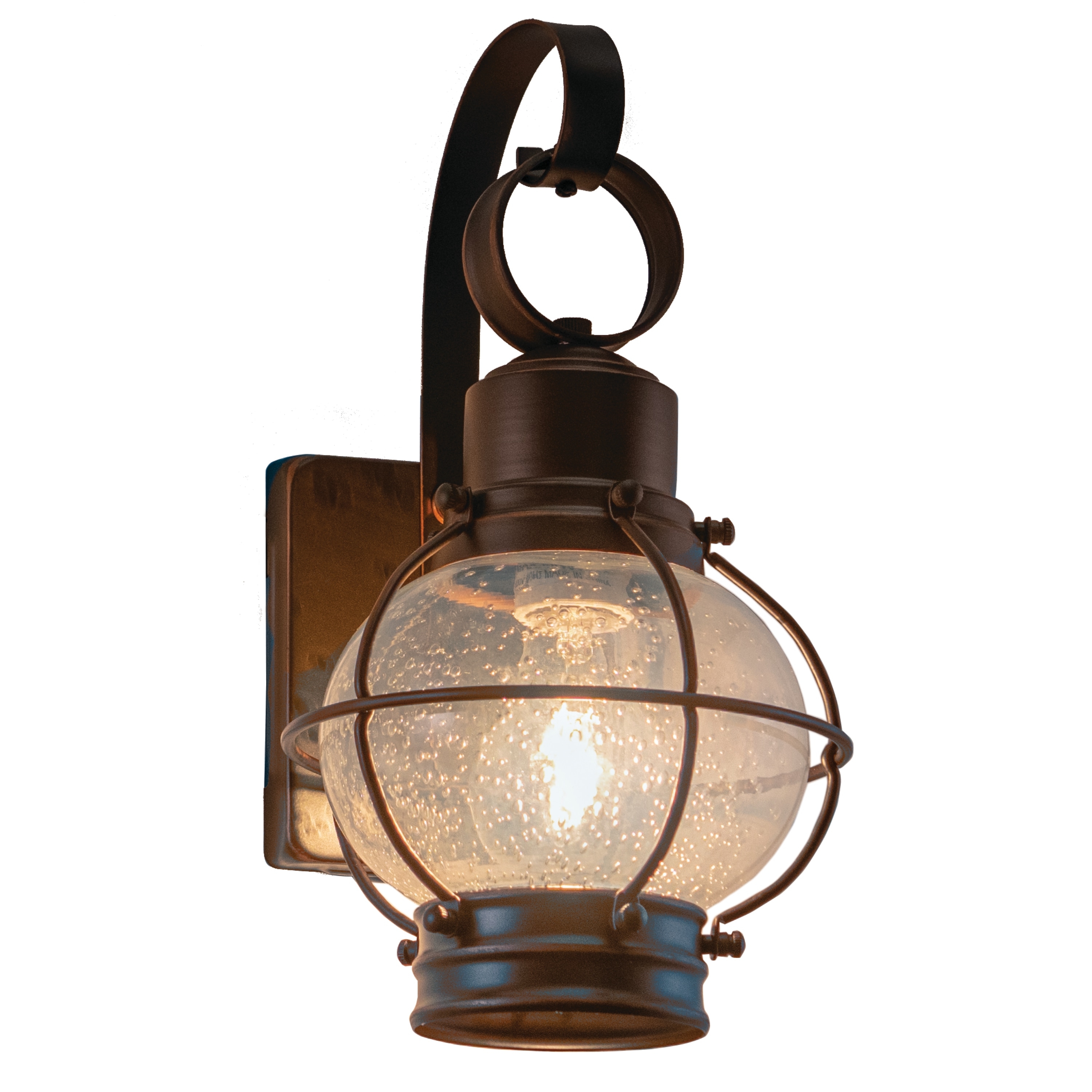 Outdoor Wall Light Seeded Glass Burnished Bronze Lamp