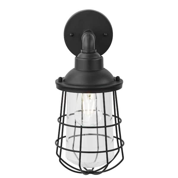Outdoor Wall Light Wire Cage Matte Black Porch Lamp