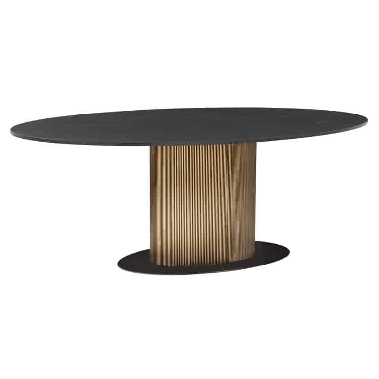 Oval Dining Table Charcoal and Gold Contrast 235cm Large Size